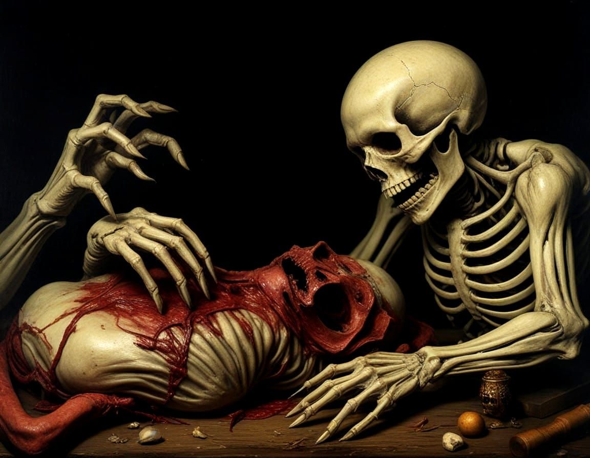Bones in a Dark, Macabre Scene