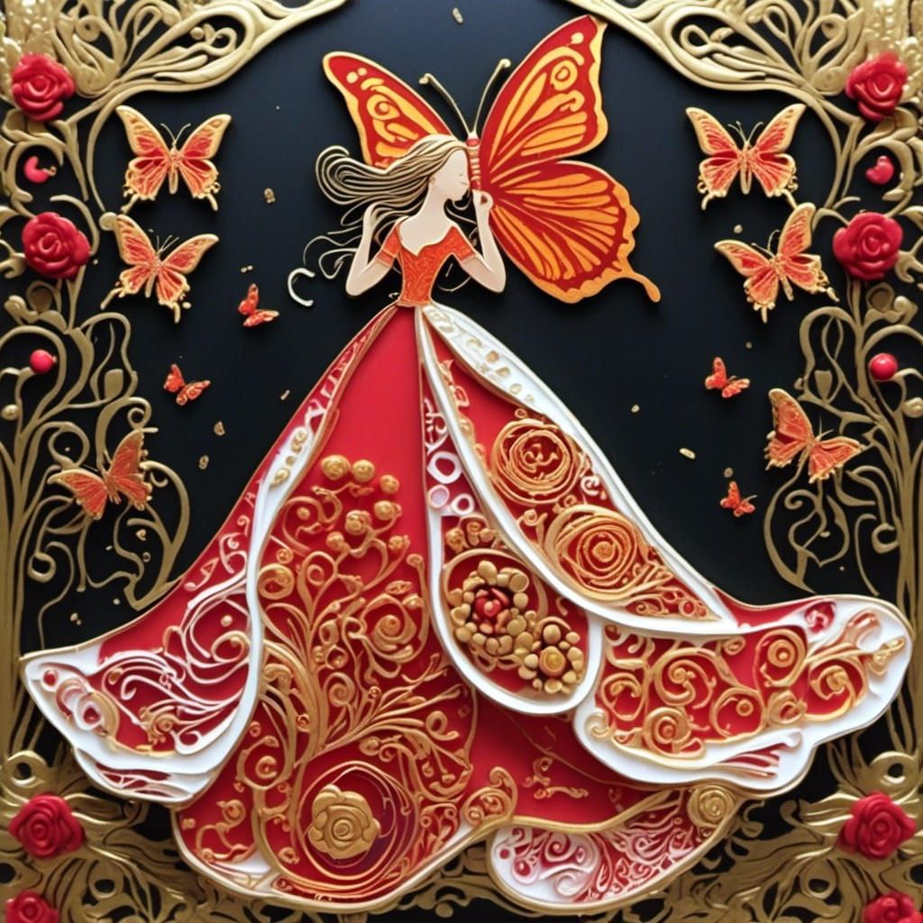 Foil Stamping Art of Gypsy Girl Silhouette