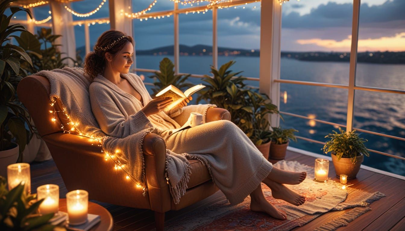 Cruise Ship Reading Nook at Golden Hour
