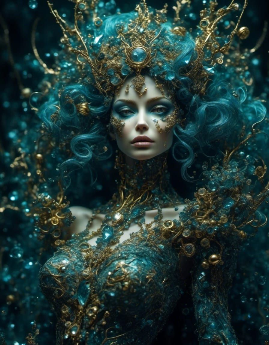 Bedazzled Fairy with Extreme Eyes in Bioluminescent Mosaic