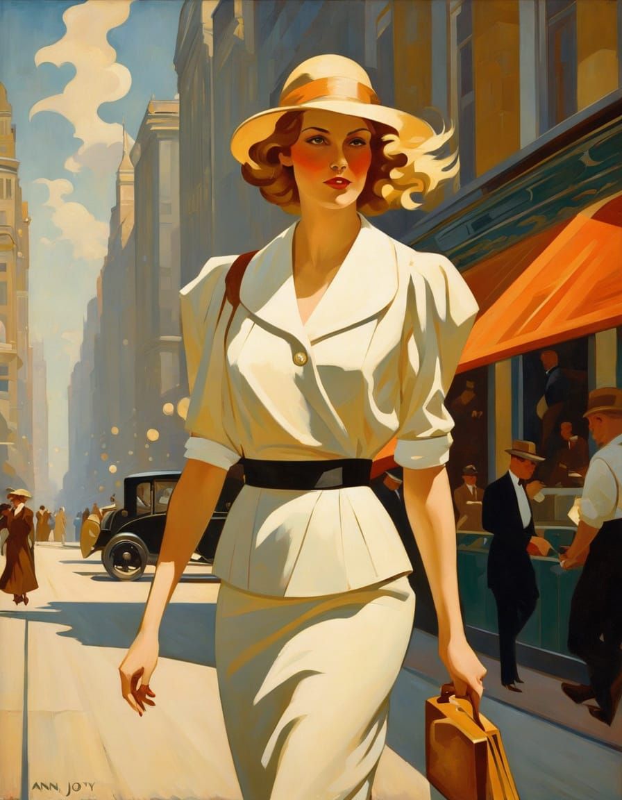 Sultry Art Deco Cityscape with Elegant Woman