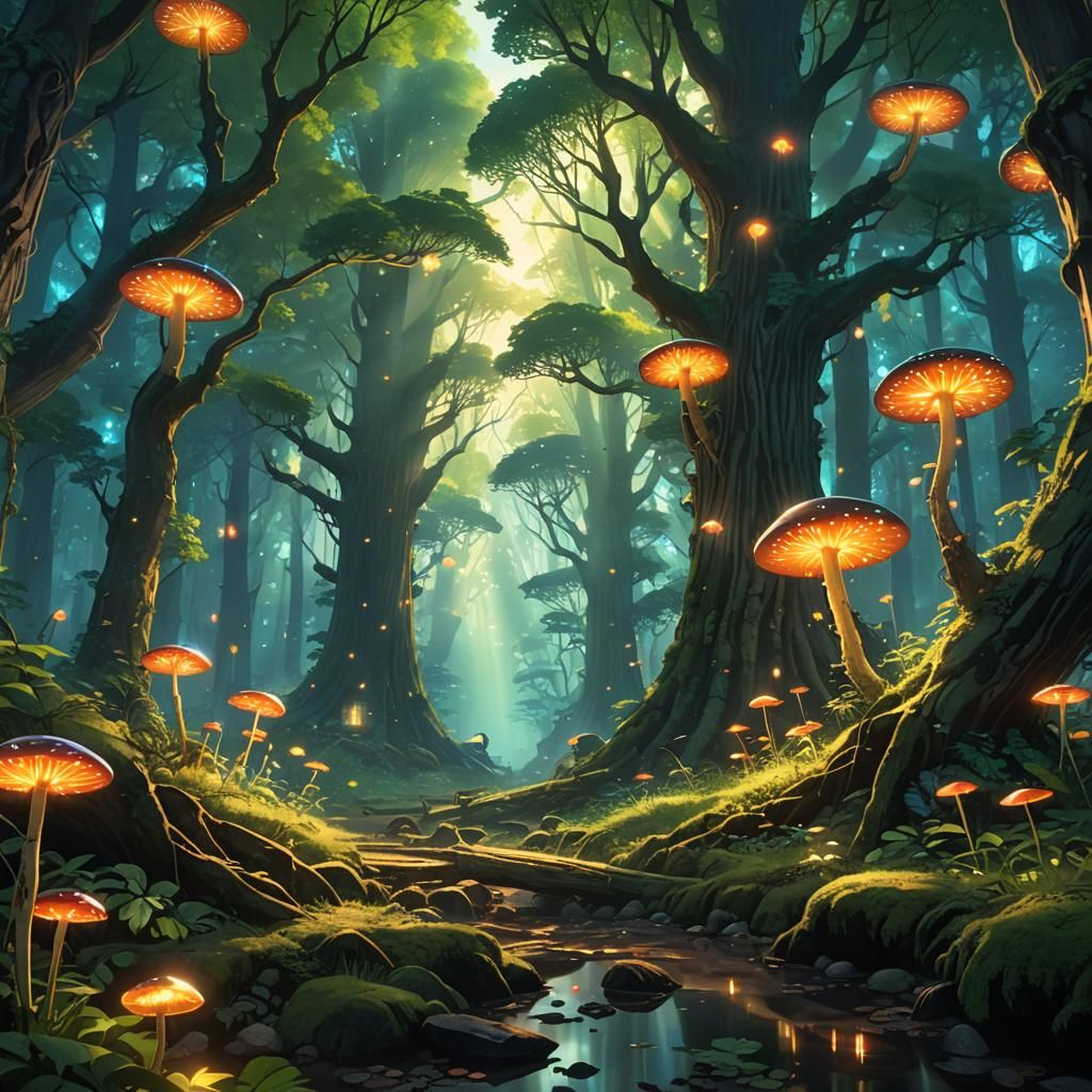 Magical Forest Landscape in Anime Style