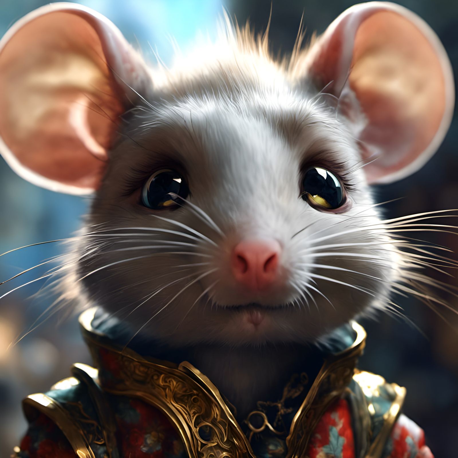 Chibi Rat Renaissance Painter Portrait in 3D