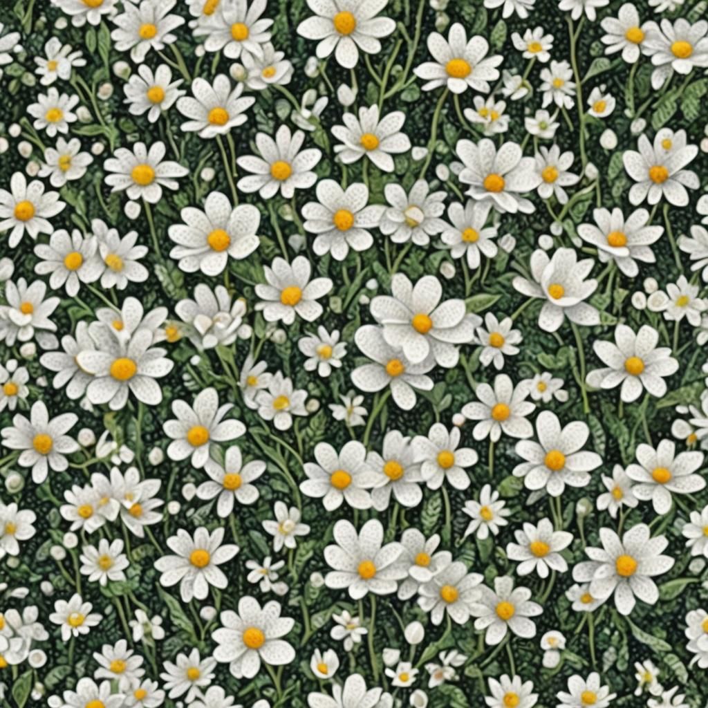 Kinetic Pointillism Image of White Flowers