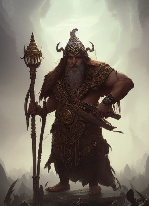 Mesopotamian Dwarf Prophet in Dark Fantasy Style