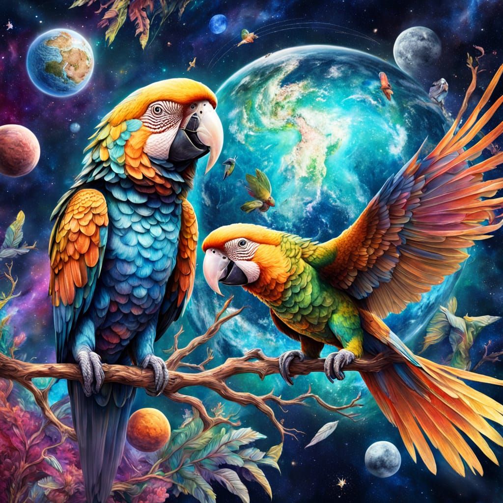 Astral Parrots on Earth by Pablo Amaringo