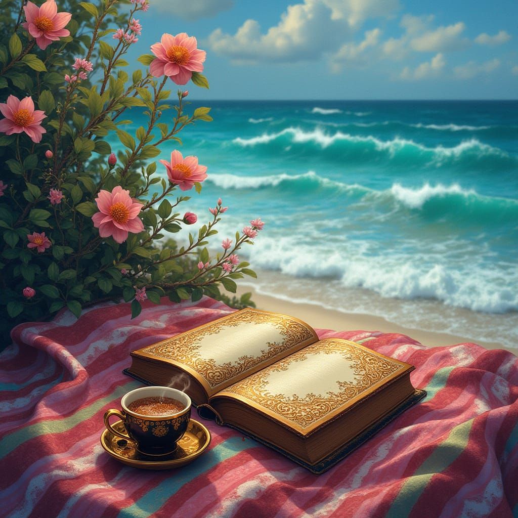 Golden Sunrise Over Cosmic Sea