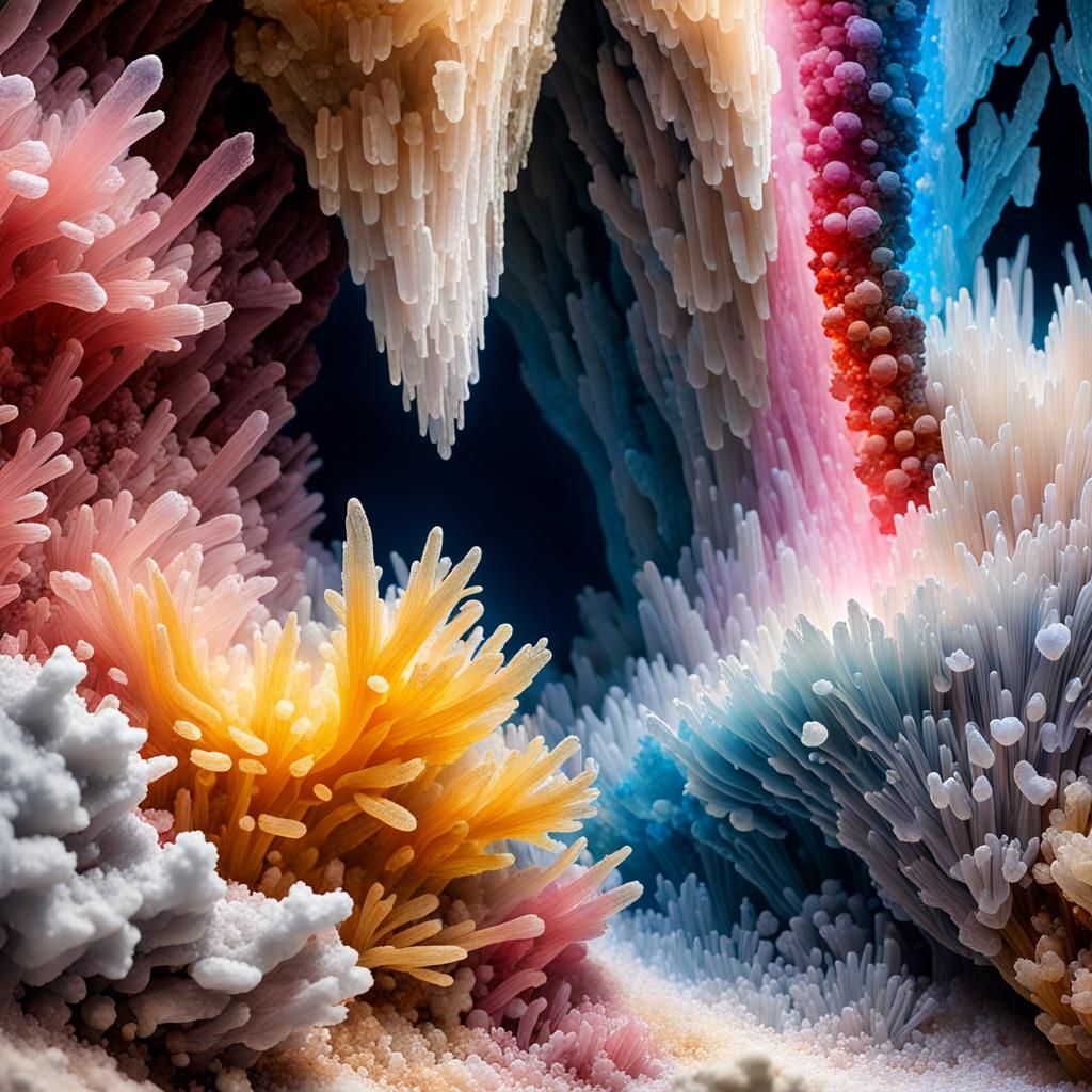 Iridescent Crystal Cave in Airbrush Art Style