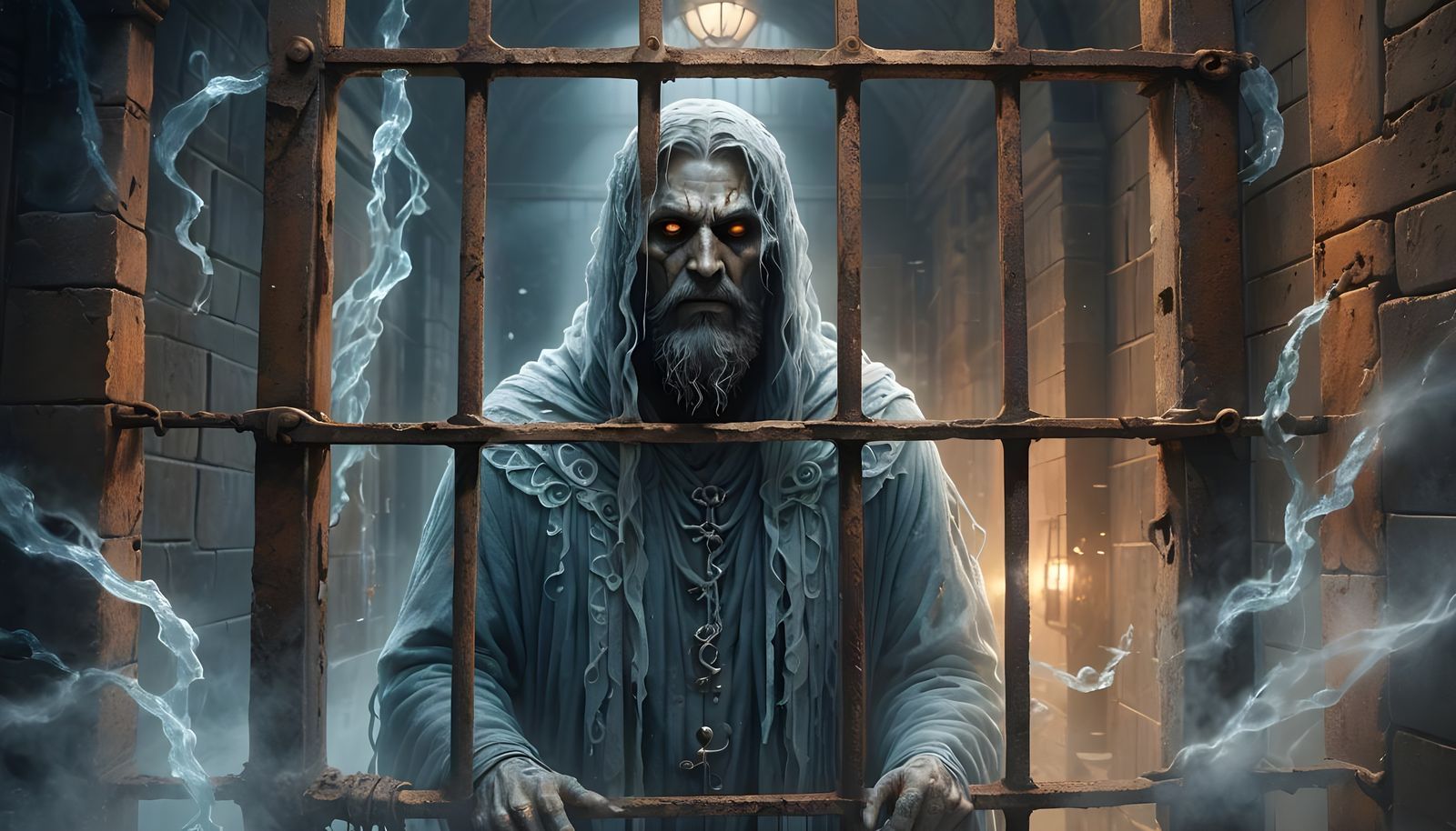Spectral Prisoner in Haunting 8K Portrait
