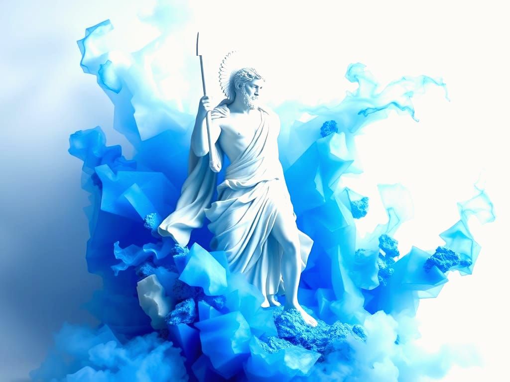 Handsome Apollo Carved in Beryl and Marble