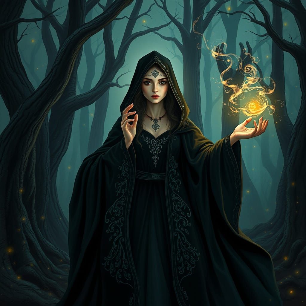 Mystical Sorceress Unleashes Ethereal Magic in Dreamlike For...