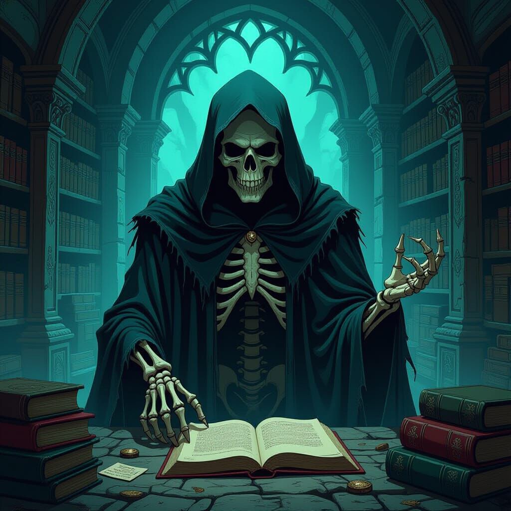 Skeletal Crypt Keeper in Mystical Chamber