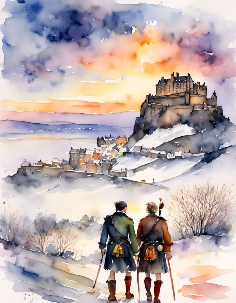 Edinburgh Castle at Sunset: A Scottish Winter Scene