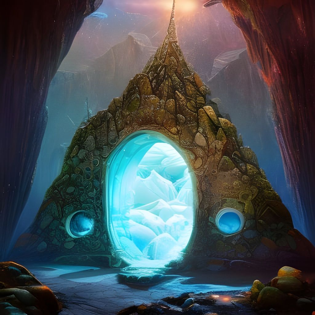 Arctic Portal with Galaxy Inside, Detailed Sci-Fi Art