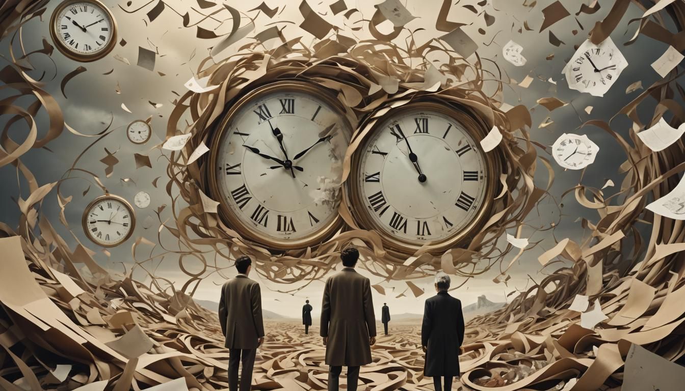 Surreal Figures in Dreamlike Landscape, Soft Focus