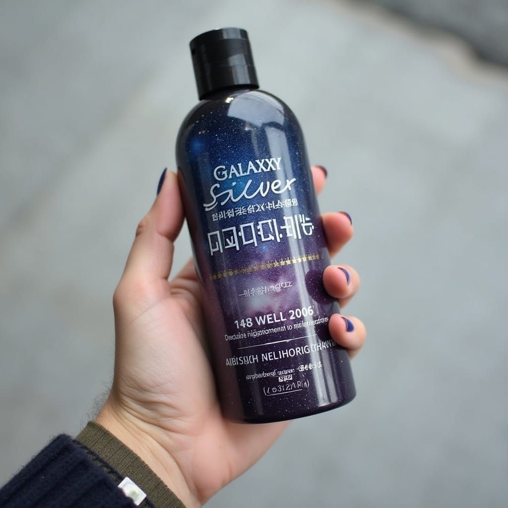 Woman Rides Shampoo Bottle in Graphic Art Style