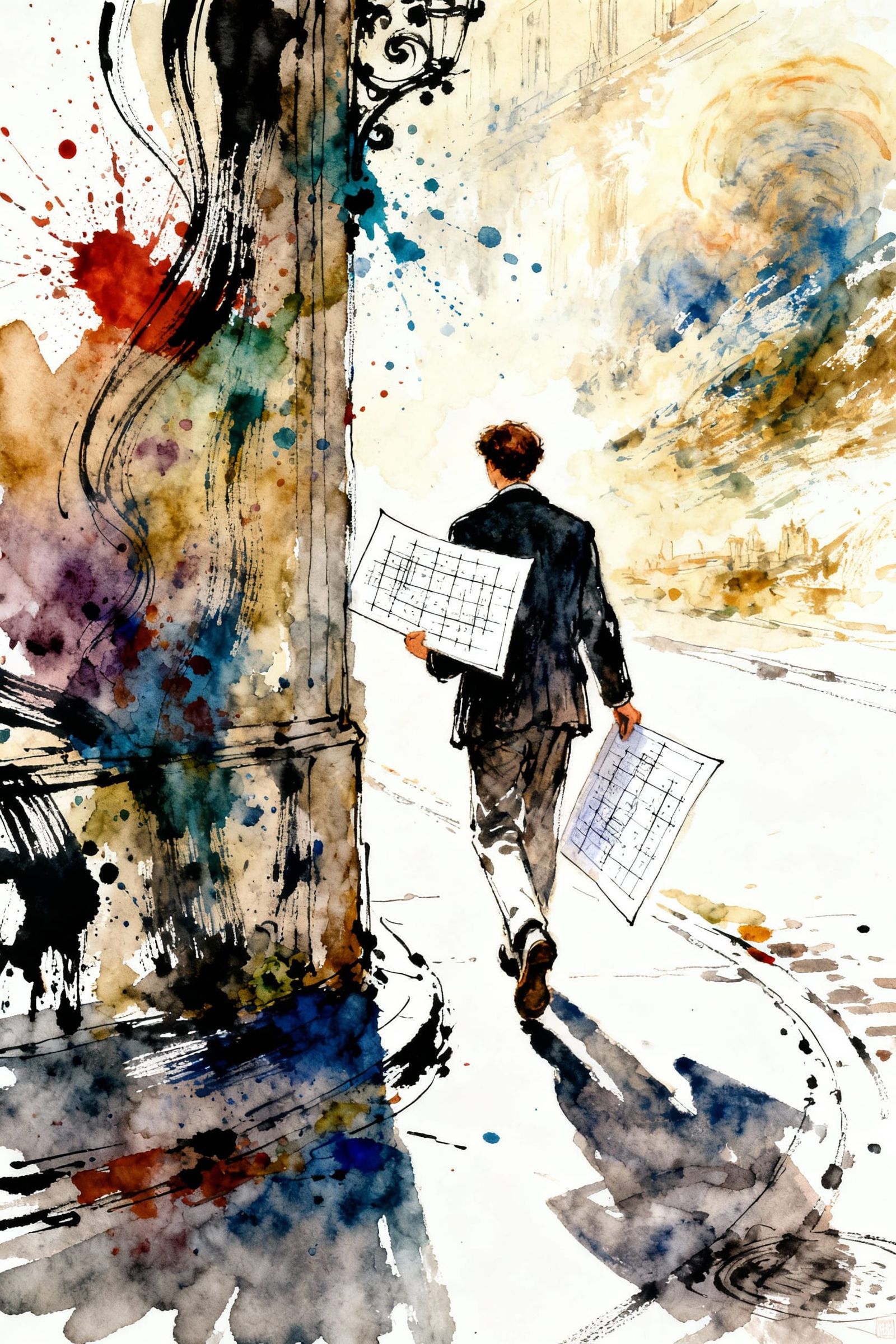 Figure With Life Blueprint in Watercolor Style