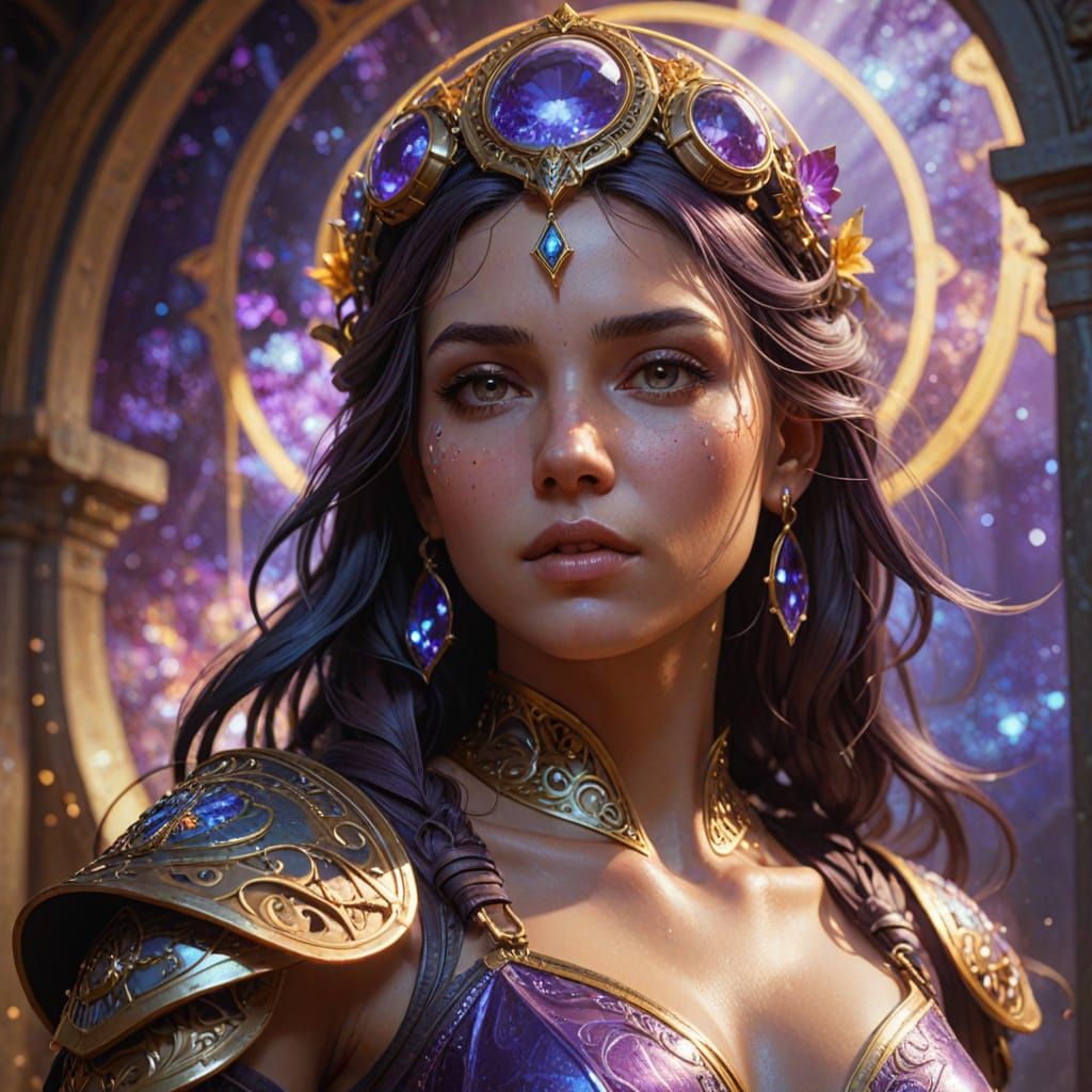 Ethereal Warrior Princess Emerging from Portal