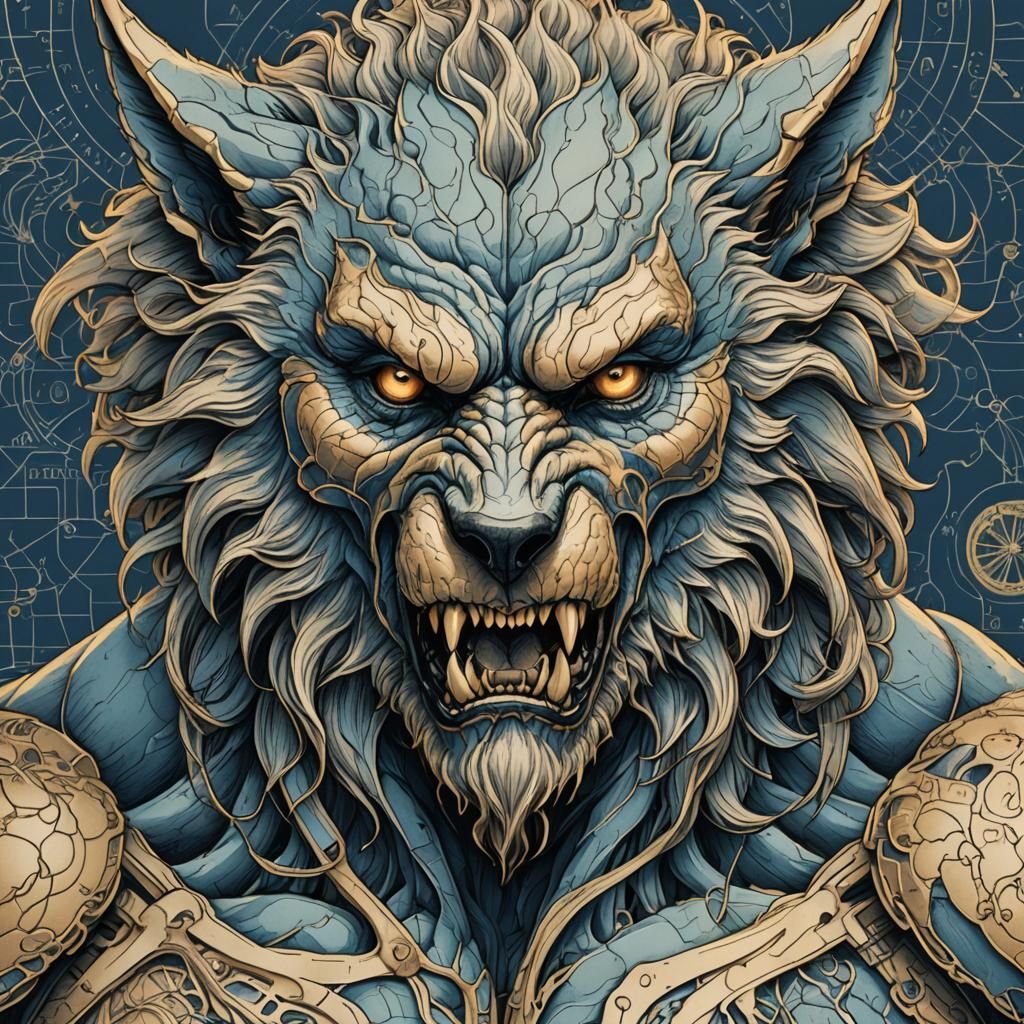 Werewolf Anatomy in Leonardo da Vinci Style