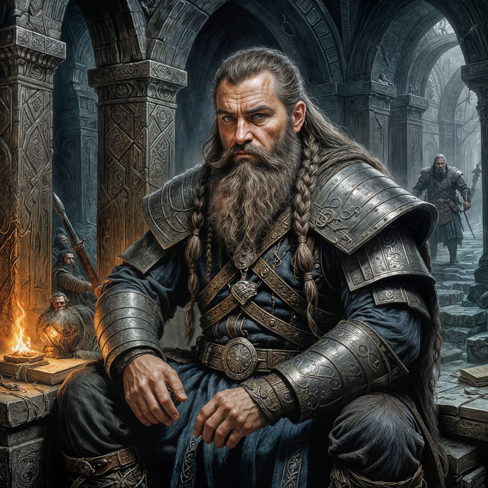 Dwarf Warrior Portrait in Moria Halls