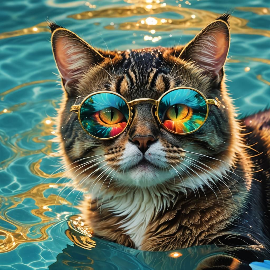 Surreal Cat with Galaxy Eye in Digital Art