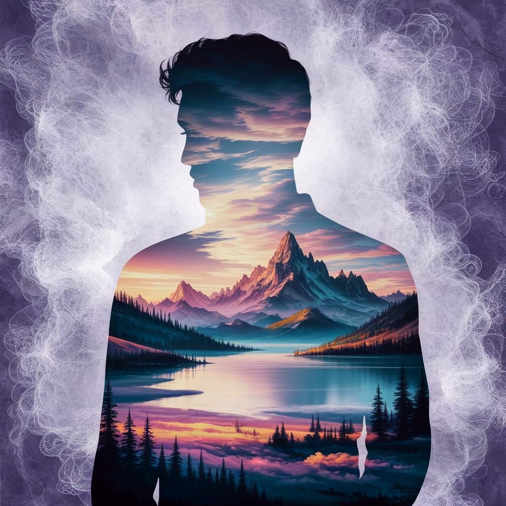 Silhouette in Dreamy Fantasy Landscape