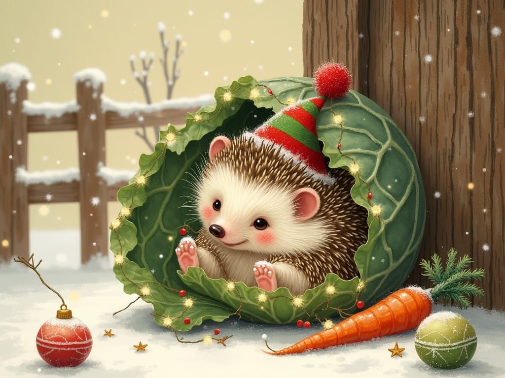 Whimsical Winter Wonderland: A Hedgehog's Holiday Delight