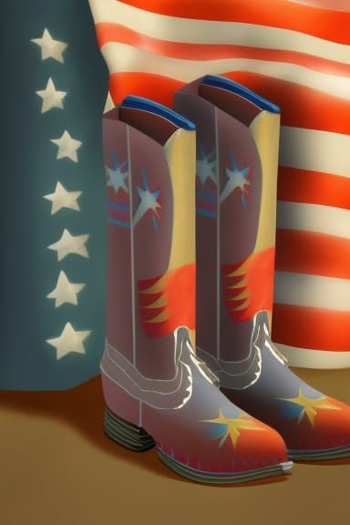 Cowboy Boots With USA Flag