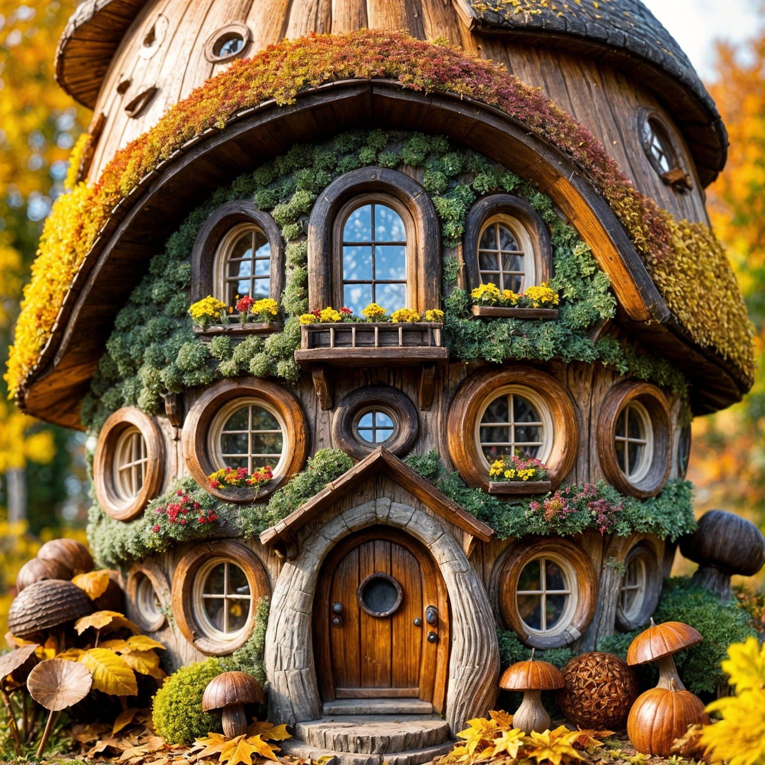 Autumn Whimsy in Miniature: A Stunning Acorn House