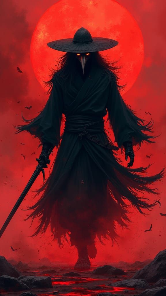 Cursed Ninja Emerges from Poison Mist in Anime Style