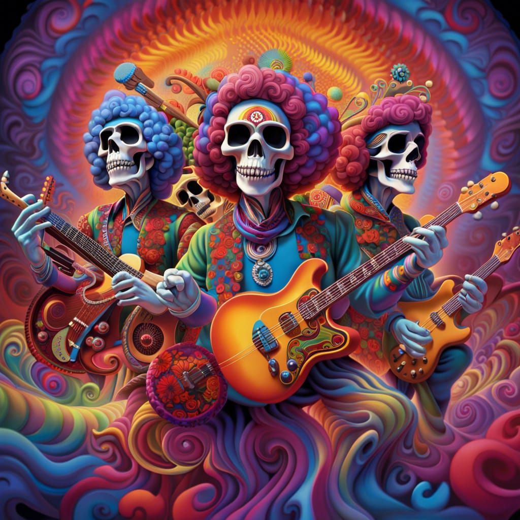 Psychedelic 3D Rendering of a Band in Transcendence