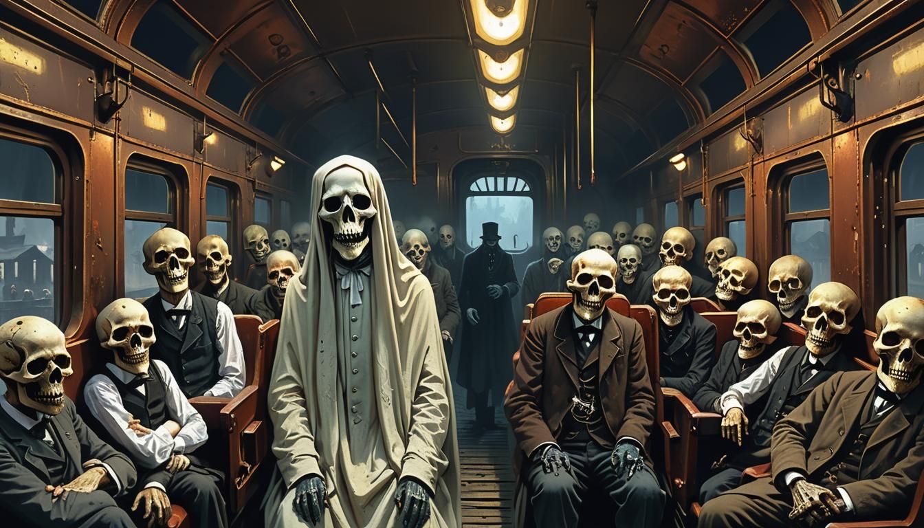 Victorian Ghost in Train Wreck: Ghostpunk Digital Painting