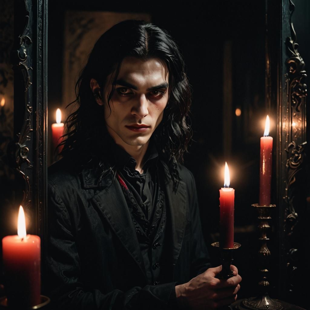 Gothic Vampire Portrait in Dark Academia Style