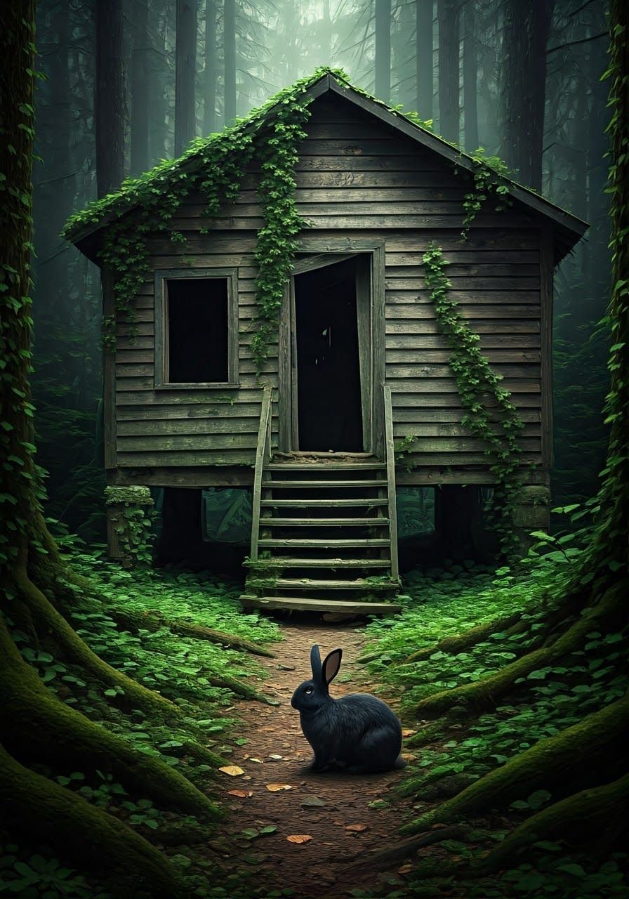 Weathered Shack in Overgrown Forest