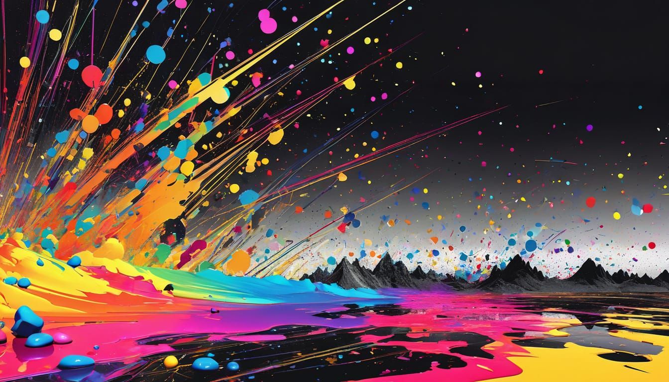 Vibrant Constructivist Explosion in Shimmering Colors