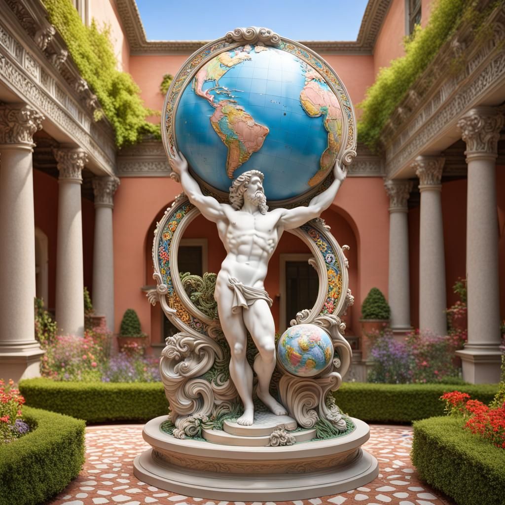 Statue of Atlas holding up a the world