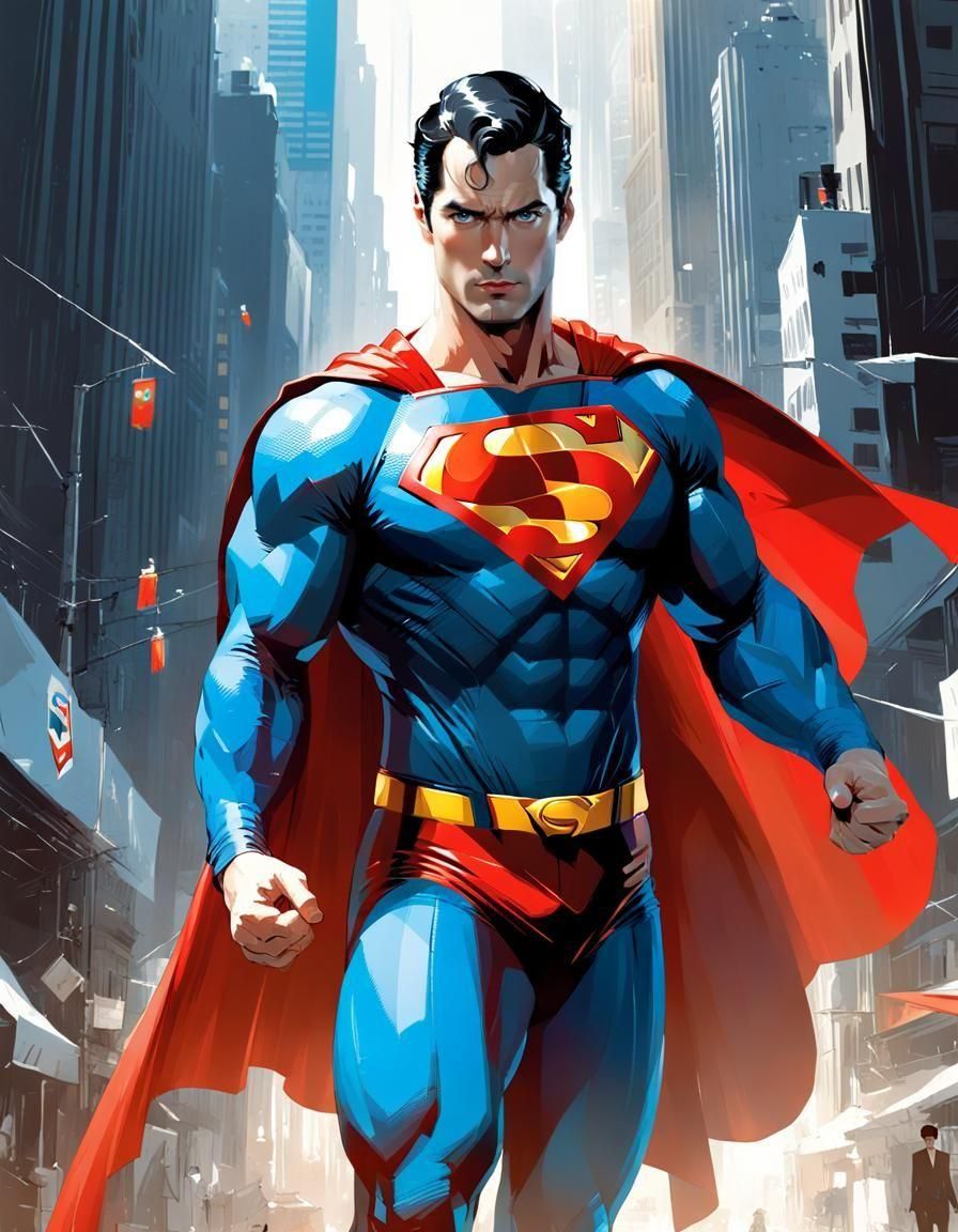 Superman Portrait in Digital Illustration Style