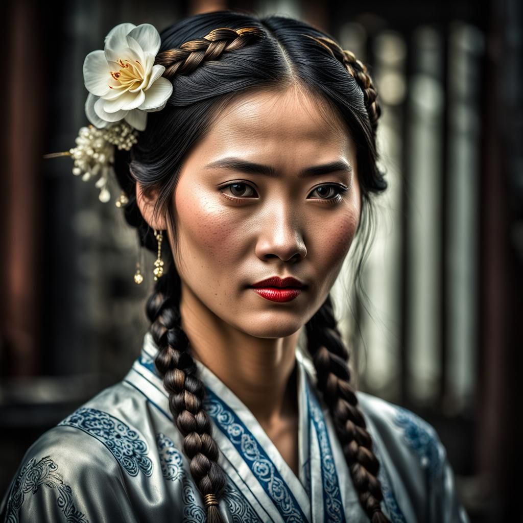 Beautiful Vietnamese Woman Portrait in Hyperrealistic Style