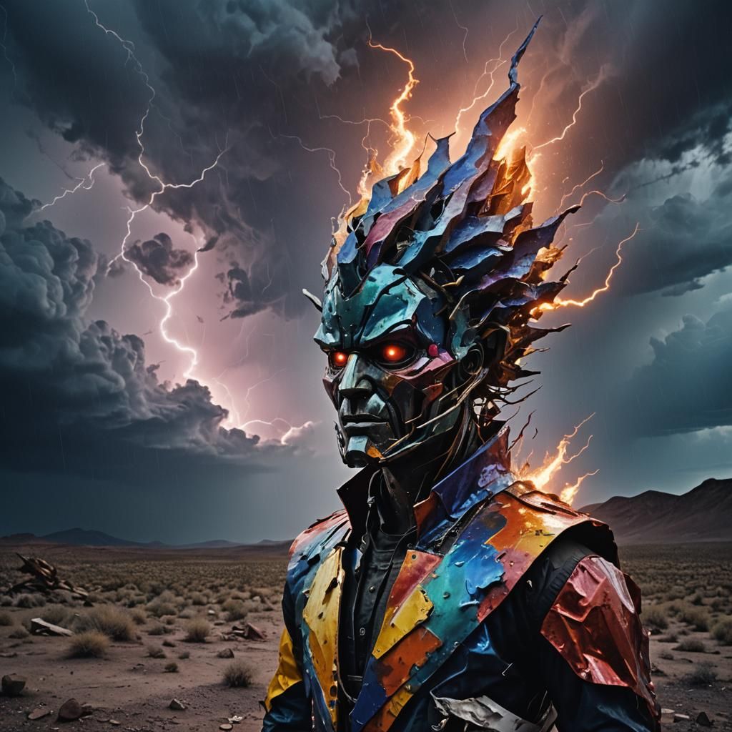 Lunar Storm Portrait in Abstract Expressionist Style