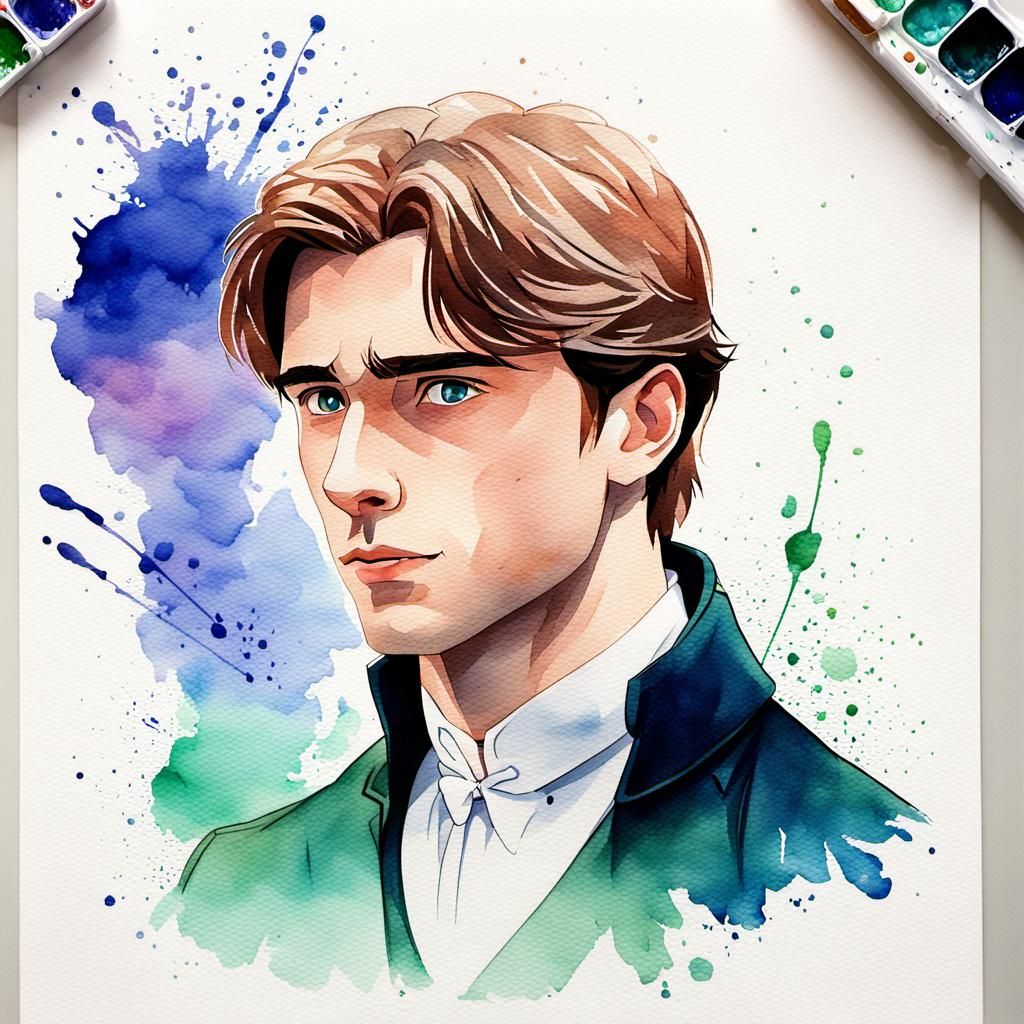 Dimitri from Anastasia in Watercolor Style