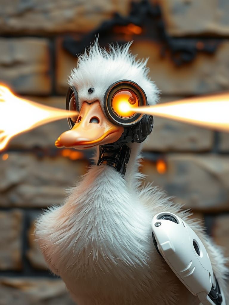 Cyborg Duckling Blasts Energy Beams