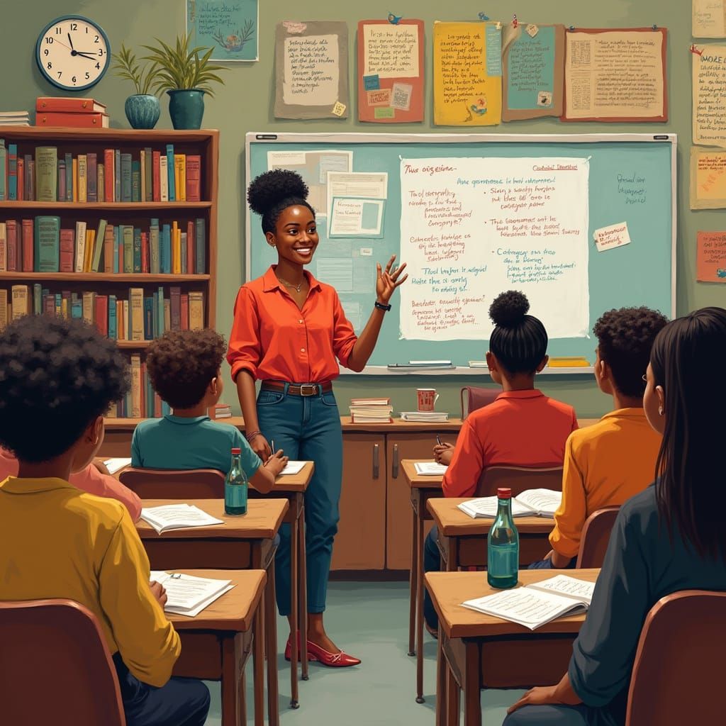 Diverse Students Engage in Lively College English Class