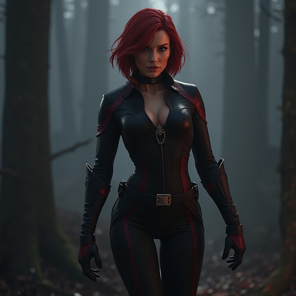 Black Widow in Photorealistic Cyberpunk Style