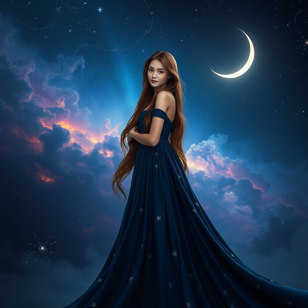 Goddess of Night in a Fantasy Art Style