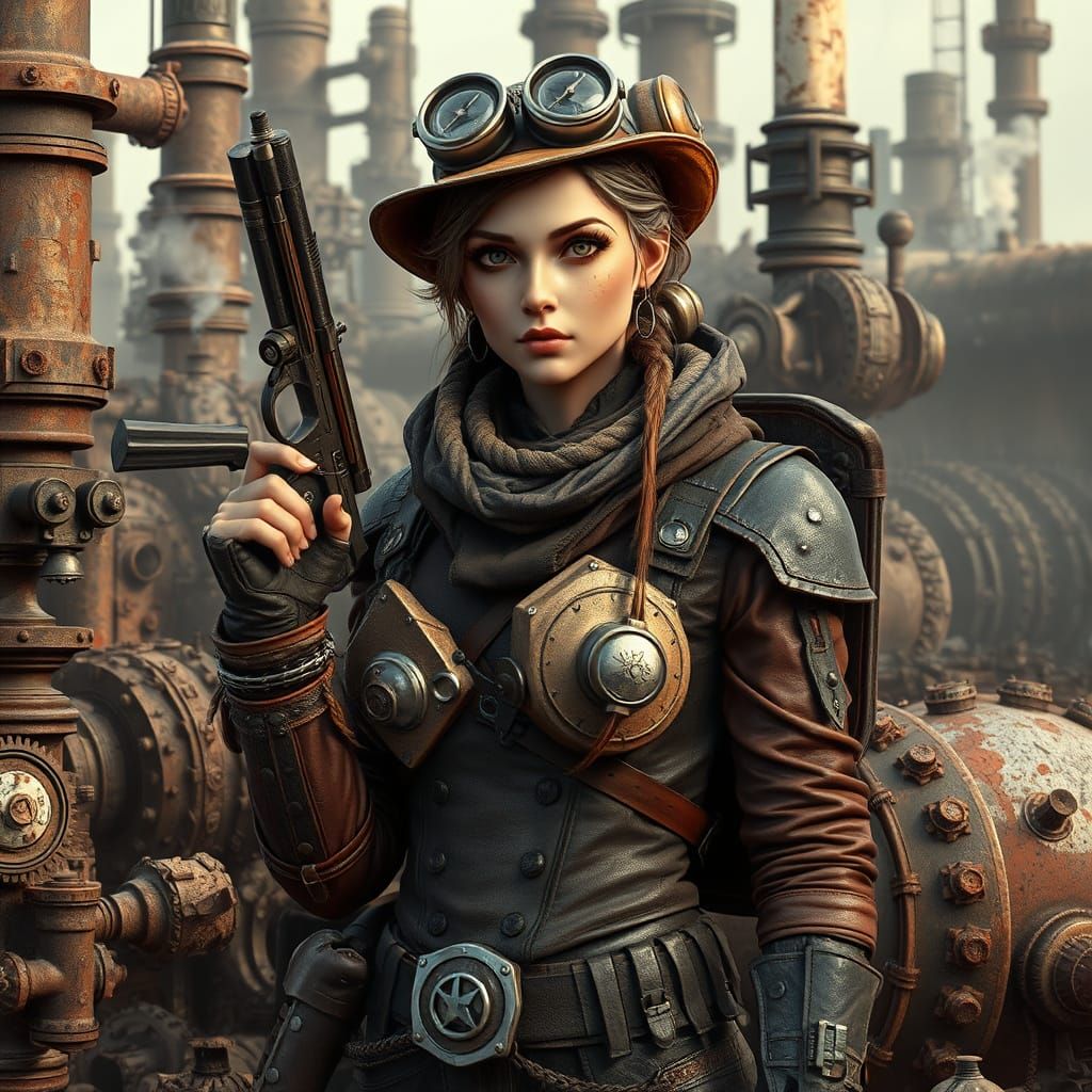 Steampunk Explorer in Post-Apocalyptic World