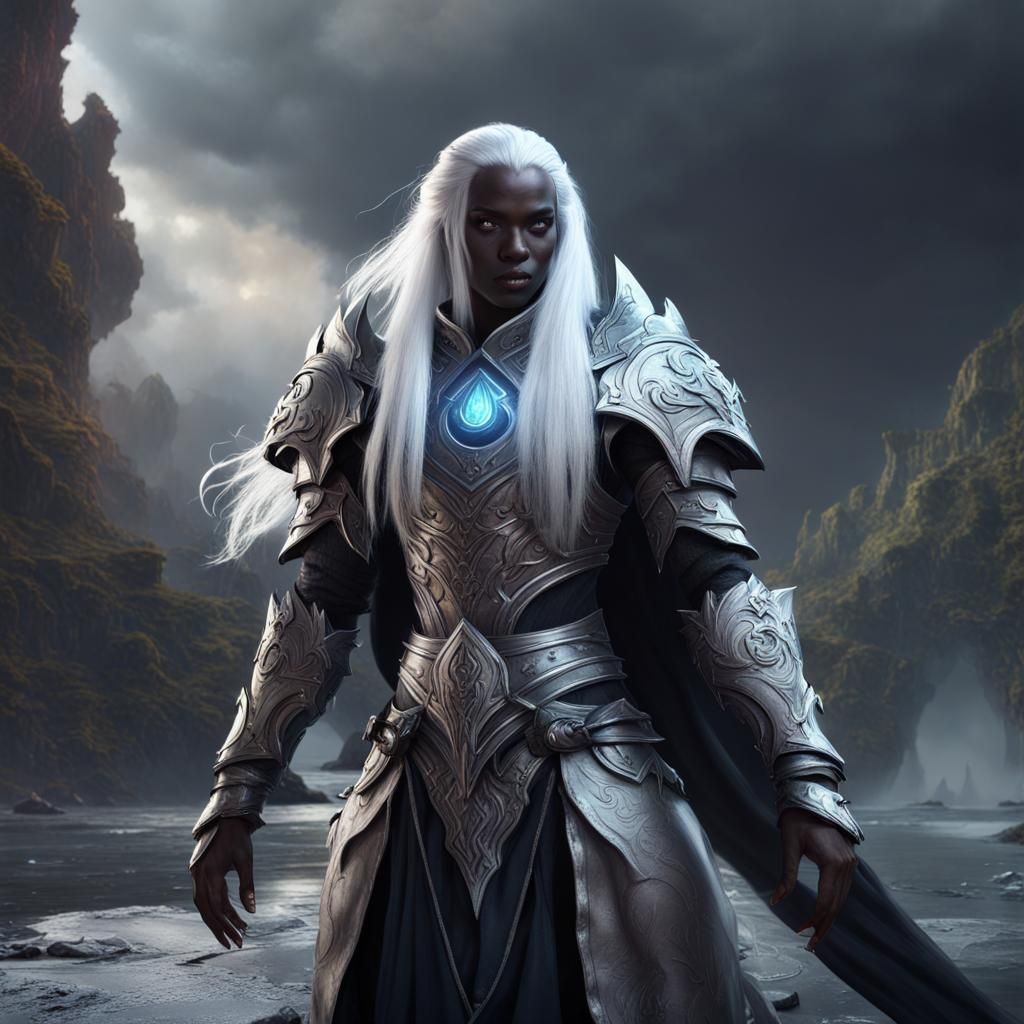 Storm Sorcerer Half-Drow in Detailed Matte Painting