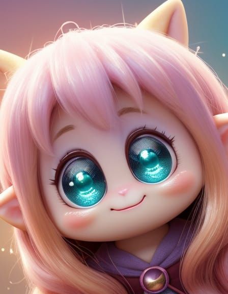 Smiling Alien-Elf Hybrid in Kawaii Style