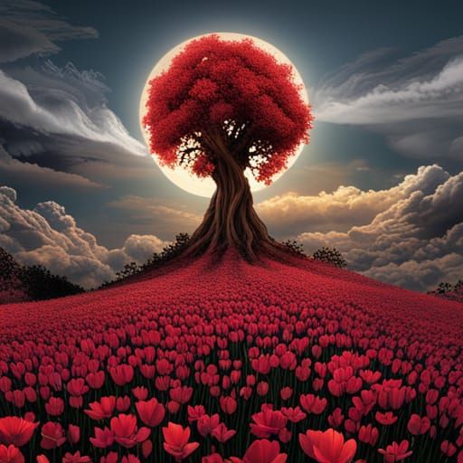 Goddess Tree: Intricate Digital Painting with Luminous Color...