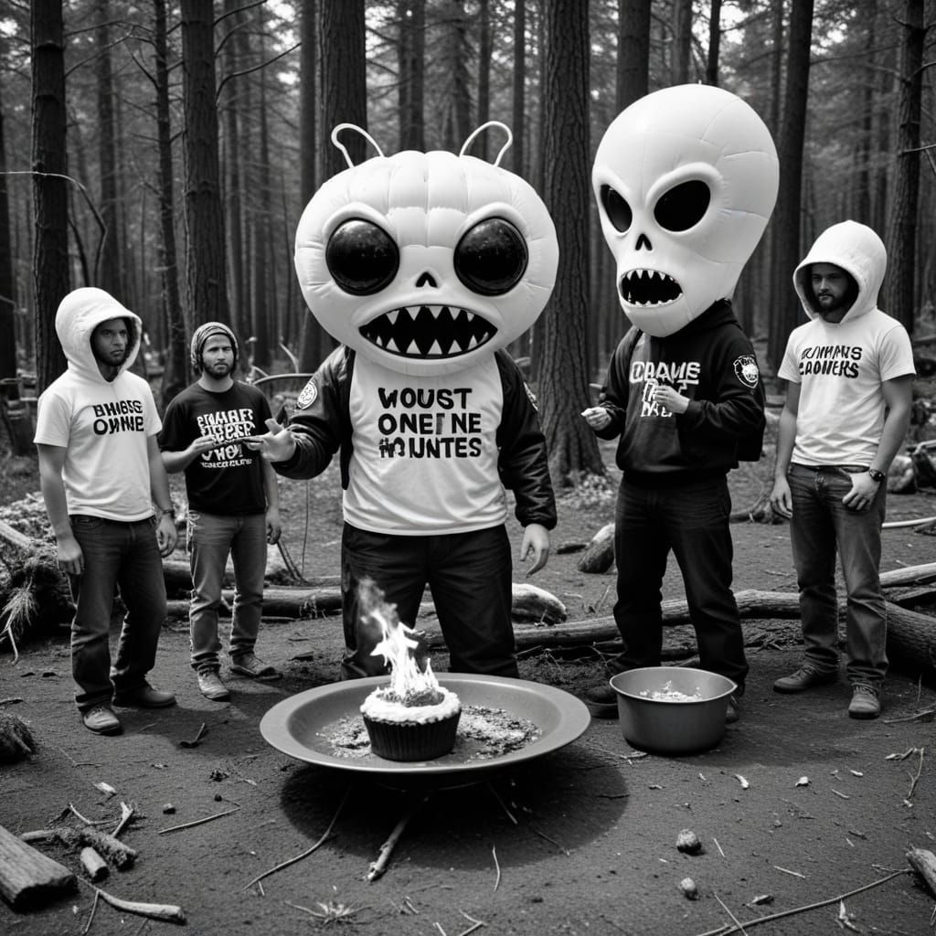 Shady Pines Radio T-Shirt Design with Bigfoot and UFOs