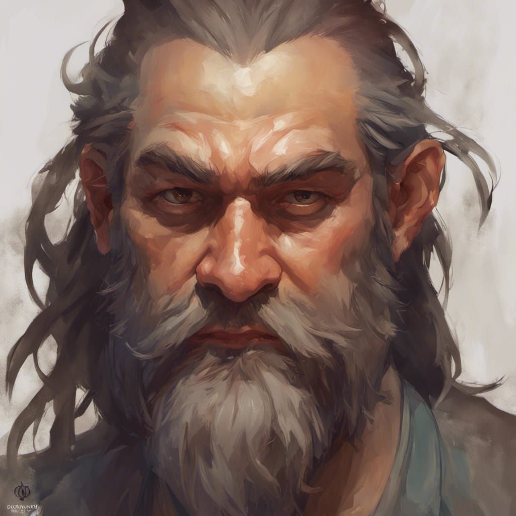 Fantasy Dwarf Portrait in Disco Elysium Style